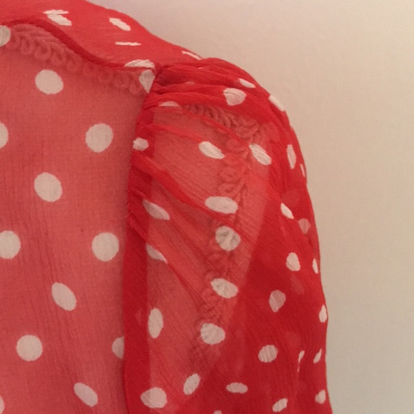 Valentino Red and white polkadot blouse scarf- button up with beautiful … - Picture 5 of 10
